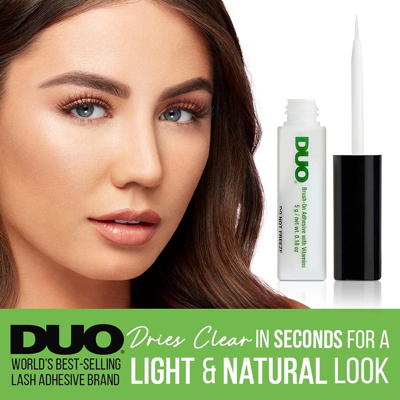 DUO Brush-On Clear Lash Glue â€“Waterproof Strip Lash Adhesive with Vitamins A, C & E, Long Lasting Eyelash Glue, 0.18 oz, 2 Pack - Image 2